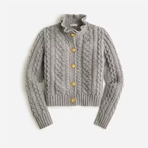 J. Crew Heather Gray Cable Knit Cardigan